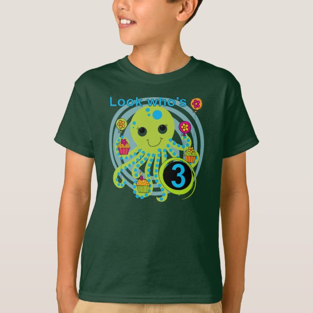 Camisetas y regalos Octopus 3º cumpleaños (Anverso)