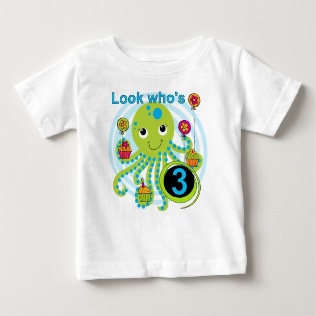 Camisetas y regalos Octopus 3º cumpleaños (Anverso)