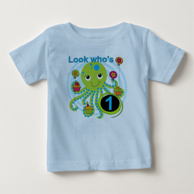 Camisetas y regalos Octopus de primer cumpleaños (Anverso)