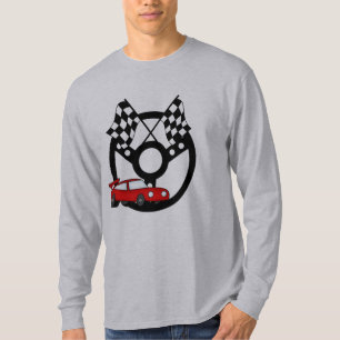 Camisetas y regalos rojos del coche de carreras