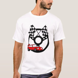 Camisetas y regalos rojos del coche de carreras