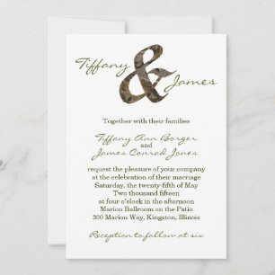 Camo Ampersand Wedding Invitación