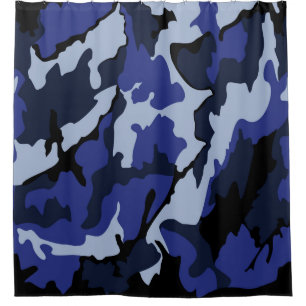 Camo azul, cortina de ducha