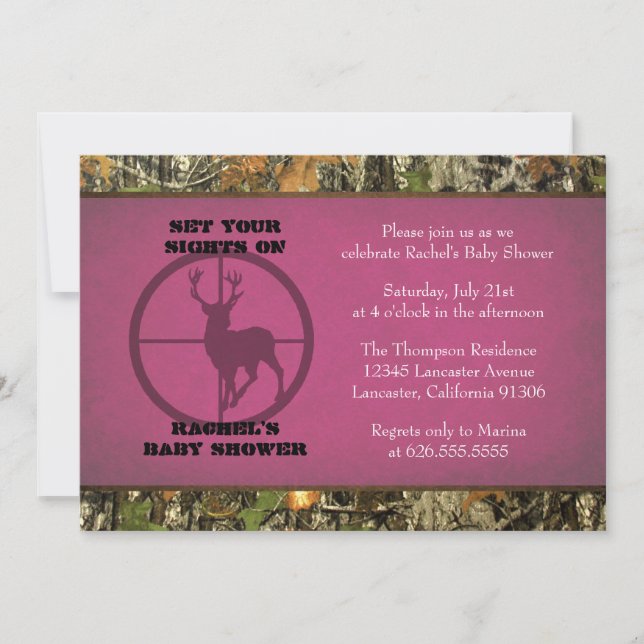 Camo Baby Shower - invitaciones del chica (Anverso)