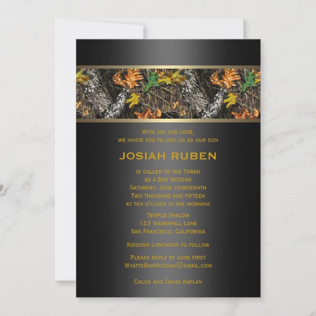 Camo Bar Mitzvah Invitaciones (Anverso)