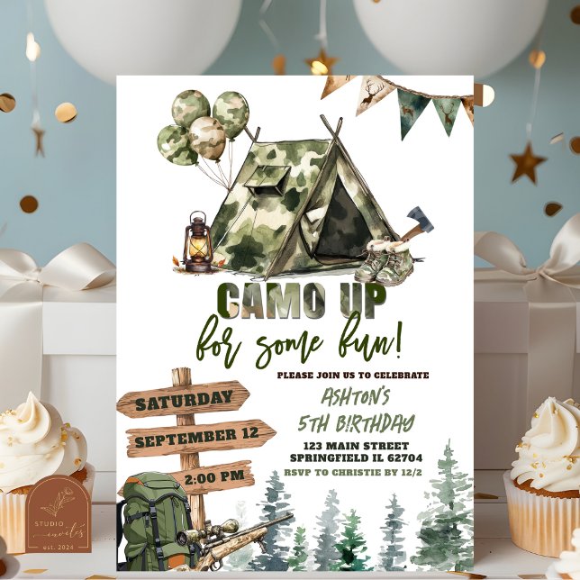 Camo de caza para alguna invitación de cumpleaños (Subido por el creador)