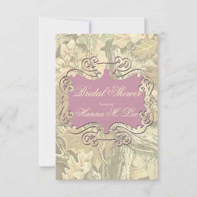 Camo Elegant Invitación a ducha de novia rosa (Anverso)