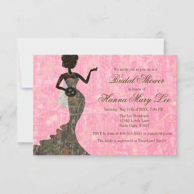 Camo Elegant Invitación a ducha de novia rosa (Anverso)