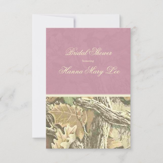 Camo Elegant Invitación a ducha de novia rosa (Anverso)