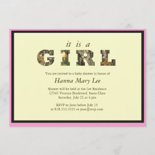 Camo es una invitación de Baby Shower del chica