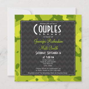 Camo Verde Ácido; Invitación de duchas de parejas