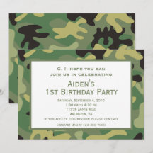 Camo verde | Invitación a la fiesta de cumpleaños