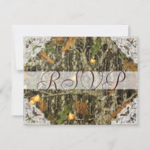 Camo y antigua boda blanca de encaje RSVP