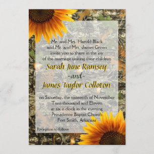 Camo y invitación de la boda del girasol