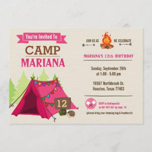 Campamento fuera glamando invitación a fiesta de c