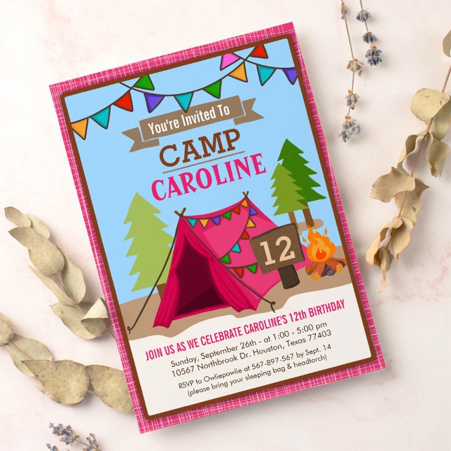 Campamento fuera glamando invitación a fiesta de c (Subido por el creador)