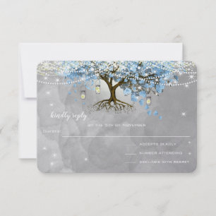 Campana de Boda Árbol de Hoja de Corazón Azul RSVP