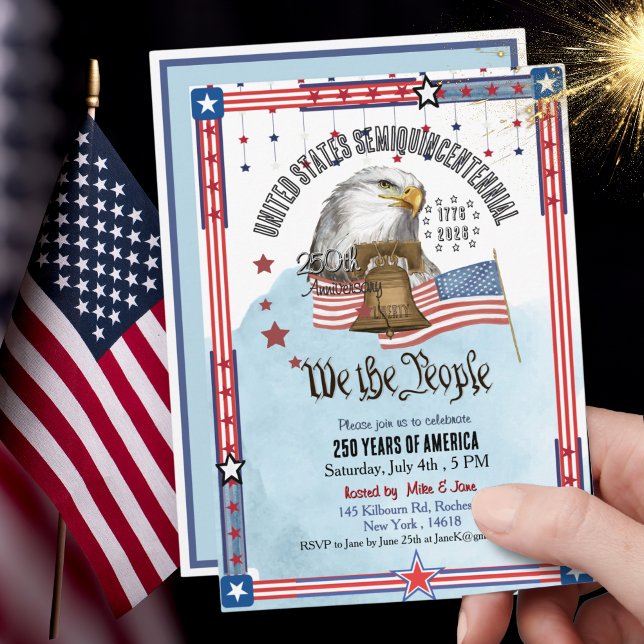Campana de la Libertad Águila Invitación 250 Anive (US 250th Anniversary Liberty Bell Eagle Invitation)