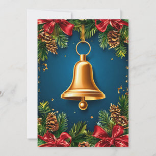 Campana de Navidad Dorada Rodeada de Rojo Festivo