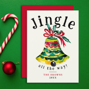 Campana de Navidad Jingle con Lazo Rojo y Verde Ac