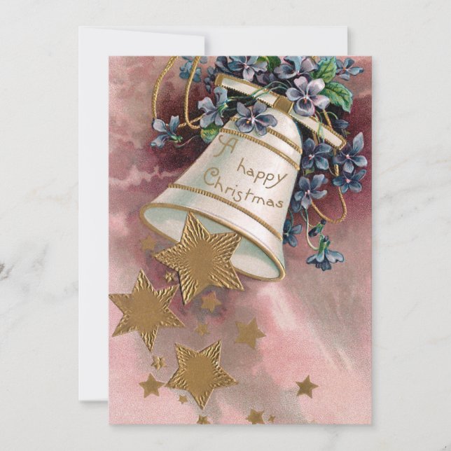 Campana de Navidad vintage, estrellas y nomeolvide (Anverso)