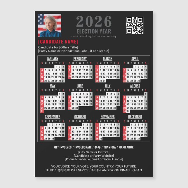 Campaña política Código QR Calendario magnético 20 (Anverso)