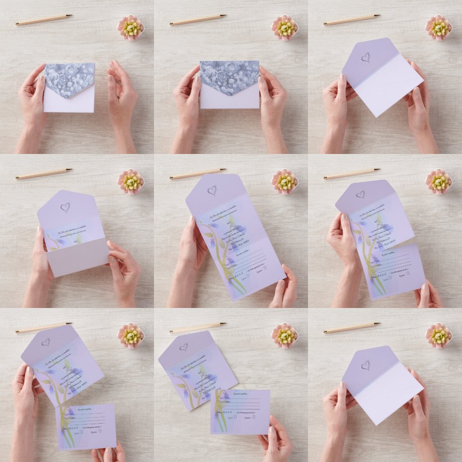 Campanas azules todo en una invitación de matrimon