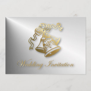 Campanas de boda de oro Invitación de boda