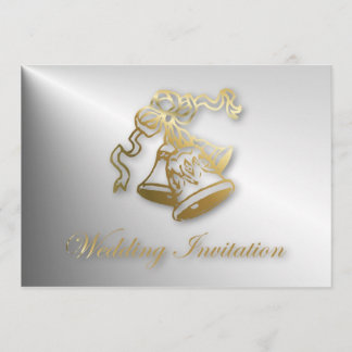 Campanas de boda de oro Invitación de boda