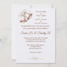 Campanas de boda rosadas Tarjeta de invitación de