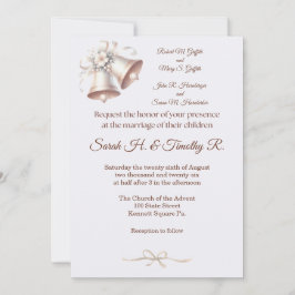 Campanas de boda rosadas Tarjeta de invitación de
