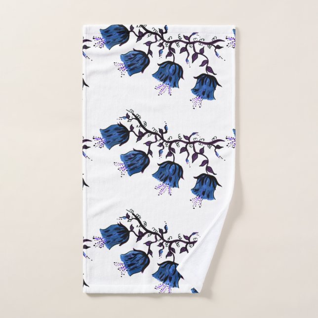 Campanas de Canterbury azul en toalla de mano de f (Toalla de mano)