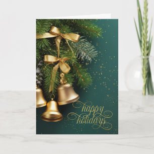 Campanas de esquí de oro ramas de pino de Navidad