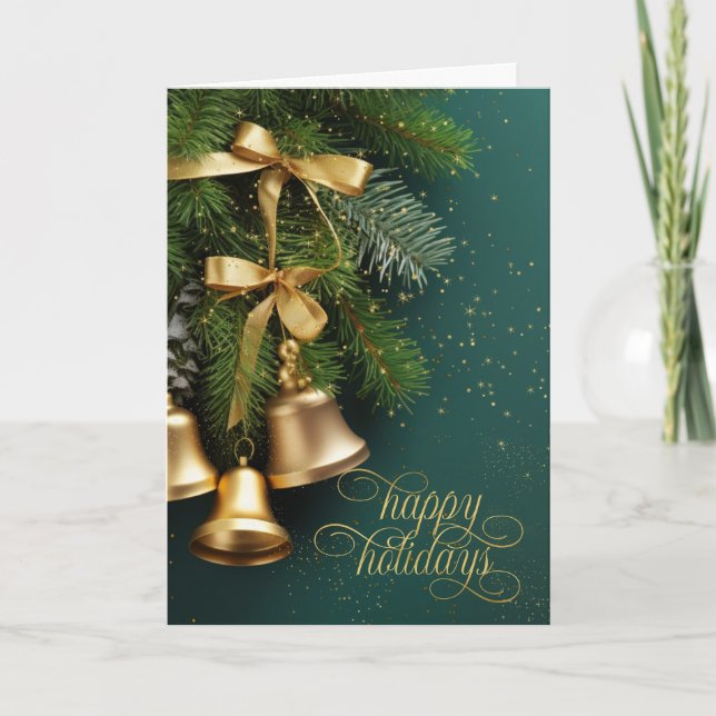 Campanas de esquí de oro ramas de pino de Navidad (Anverso)