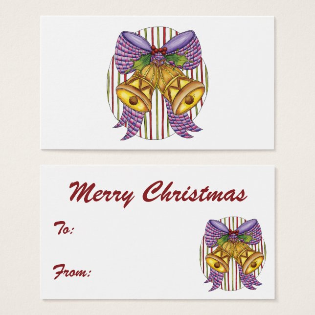 Campanas de Navidad adorables con cinta y lazo (Anverso y reverso)