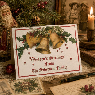 Campanas de Navidad Vintage Holly & Mistletoe