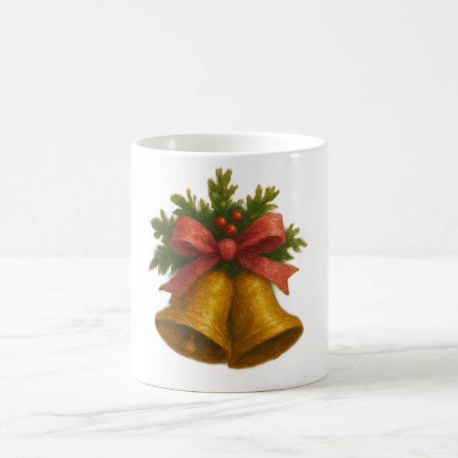 Campanas Doradas de Días Festivos con Taza de Lazo (Centro)