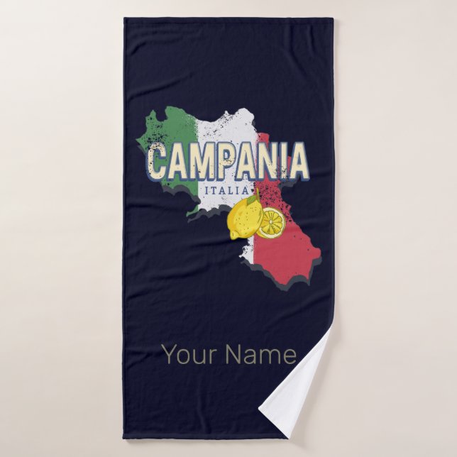 Campania Italia Región Retro Mapa de recuerdos de  (Toalla de baño)