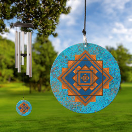 Campanilla Diseño geométrico de turquesa de pico de montaña d