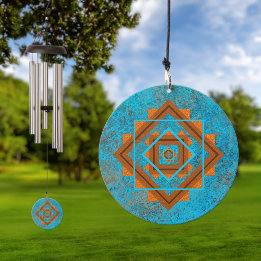 Campanilla Diseño geométrico de turquesa de pico de montaña d