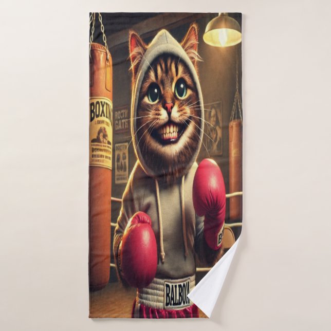 "¿Campeón de boxeo? - Gato con clavos de boxeo (Toalla de baño)