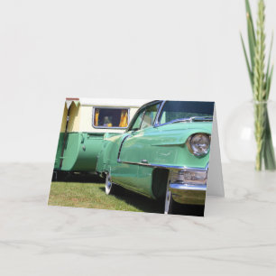 CAMPER FELIZ, AUTO CLÁSICO Y TARJETA DE CUMPLEAÑOS