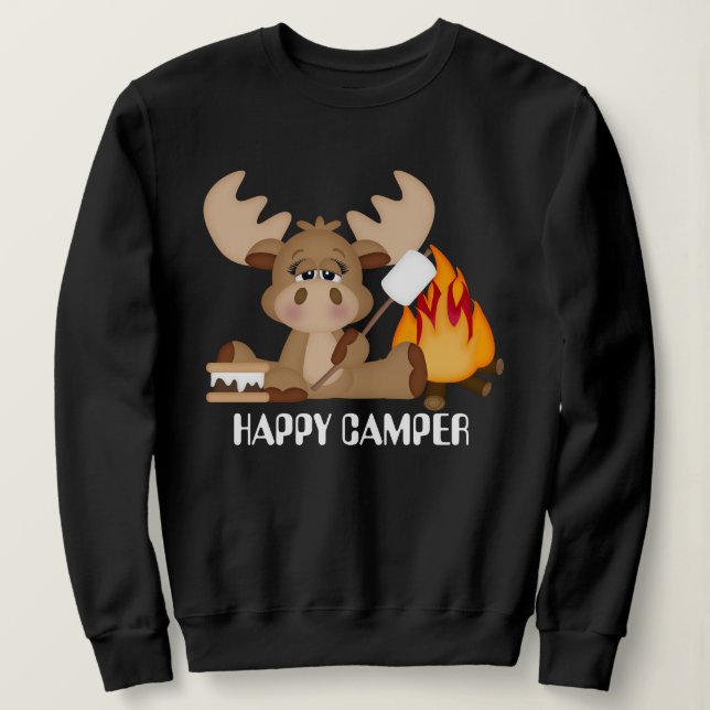 Camper Moose sudadera feliz para las mujeres (Anverso del diseño)