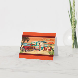 Camper playa + Tarjetas de notas para el atardecer