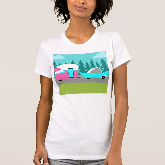 Camper retro / remolque y camiseta para automóvil (Anverso)