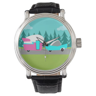 Camper retro / Trailer y reloj de coches