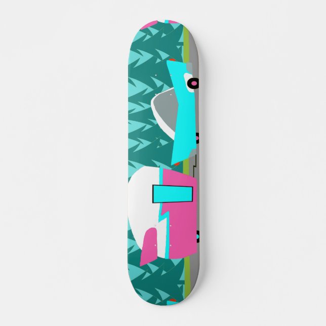 Camper retro / Trailer y Skateboard para autos (Anverso )