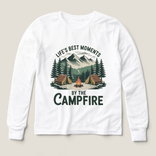 Campfire Moments - Girls’ Tents & Mountains Kids’ (Diseño frontal)
