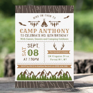 Camping al aire libre cumpleaños invitaciones para