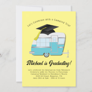 Camping Camper Graduation Party Invitación